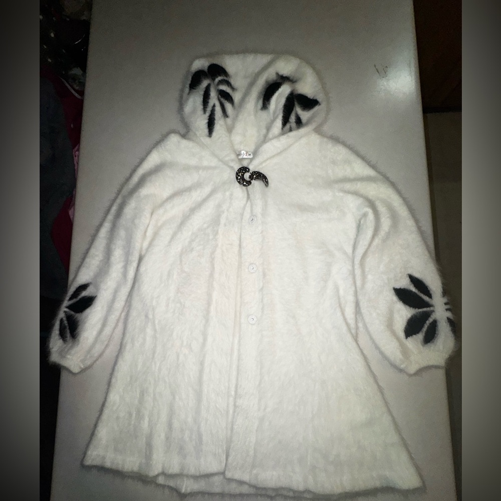 Vintage Mode Lia Angora Duster White Coat One Size Fairycore  RARE